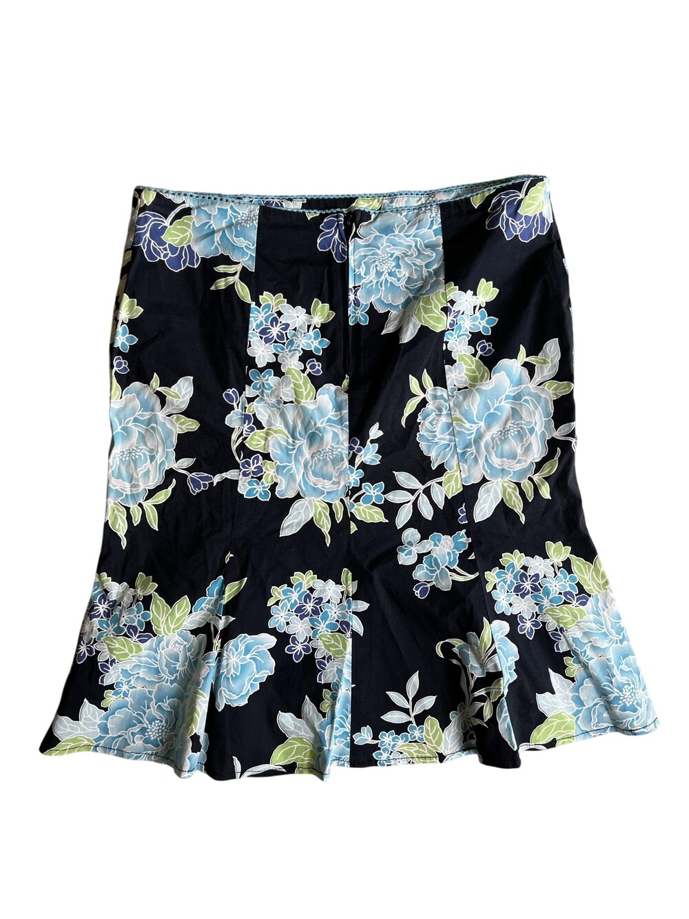 Viy Michelle Skirt Womens 7 Black Floral Knee Length Flare Zipper Cotton Spandex
